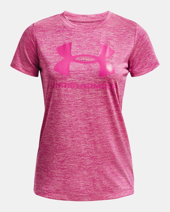 Women's UA Tech™ Twist Big Logo Gel Short Sleeve, Pink, pdpMainDesktop image number 4